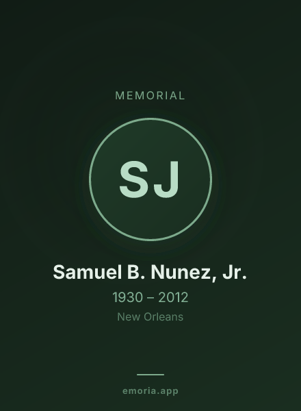 Memorial portrait of Samuel B. Nunez, Jr.