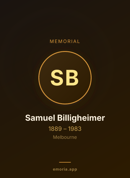 Memorial portrait of Samuel Billigheimer
