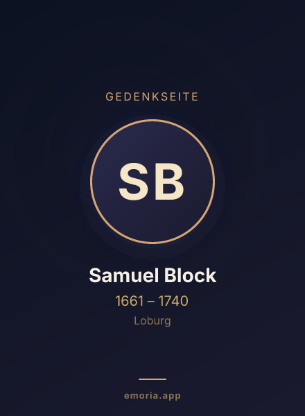 Gedenkportrait von Samuel Block