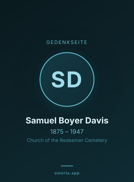 Gedenkportrait von Samuel Boyer Davis