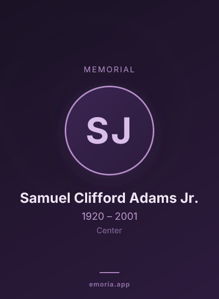 Memorial portrait of Samuel Clifford Adams Jr.