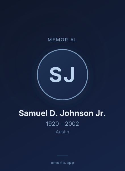 Memorial portrait of Samuel D. Johnson Jr.