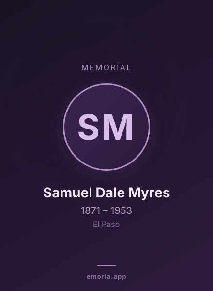 Memorial portrait of Samuel Dale Myres