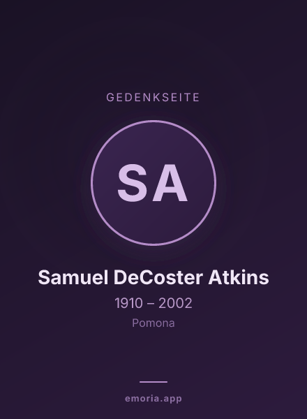 Gedenkportrait von Samuel DeCoster Atkins