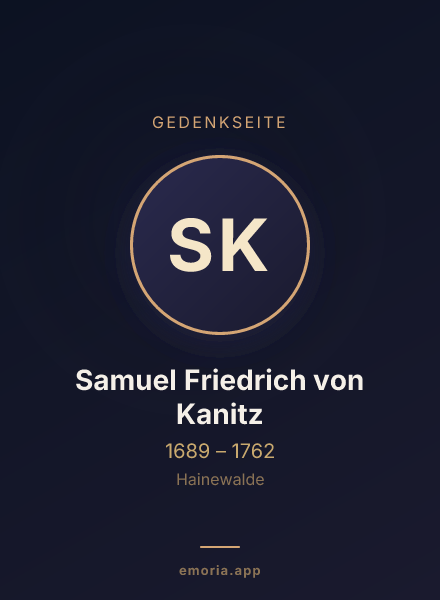 Gedenkportrait von Samuel Friedrich von Kanitz