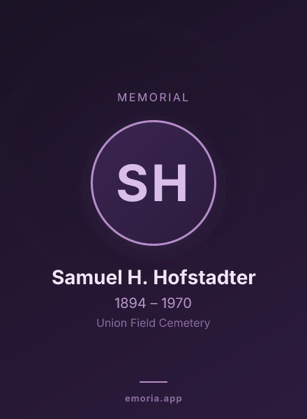 Memorial portrait of Samuel H. Hofstadter