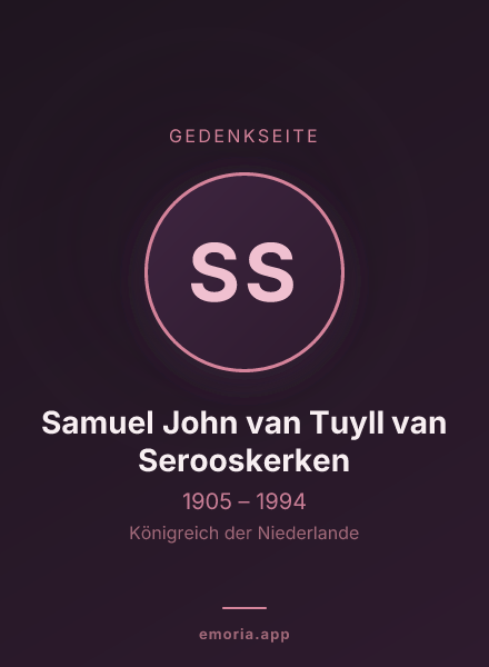 Gedenkportrait von Samuel John van Tuyll van Serooskerken