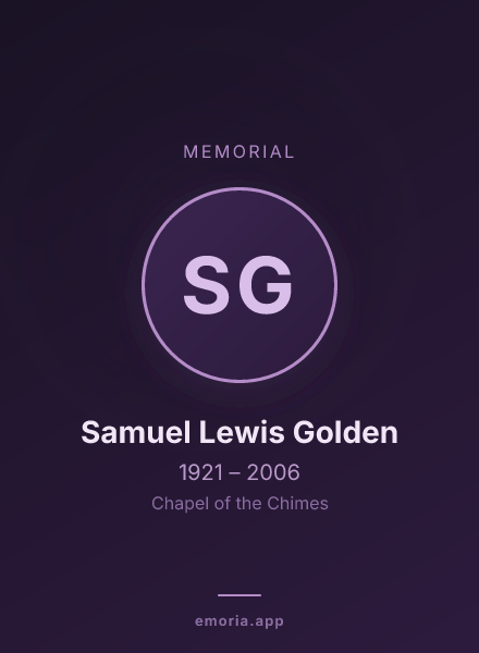 Memorial portrait of Samuel Lewis Golden