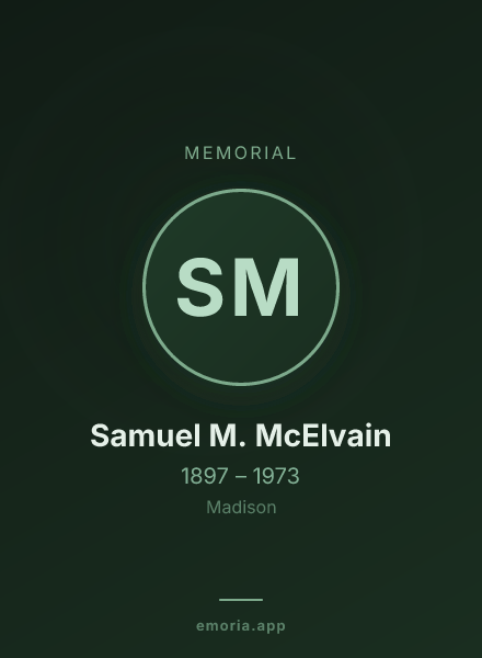 Memorial portrait of Samuel M. McElvain