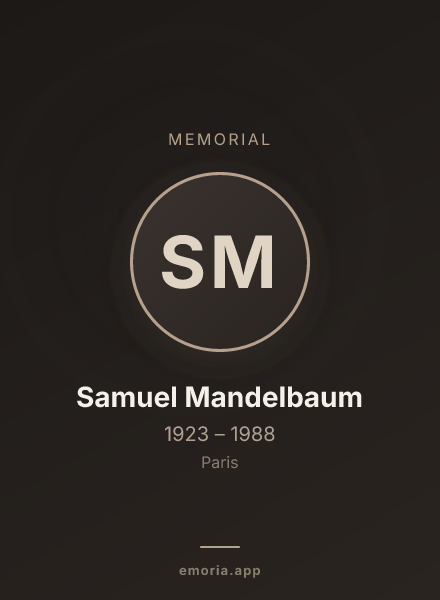 Memorial portrait of Samuel Mandelbaum