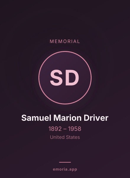 Memorial portrait of Samuel Marion Driver