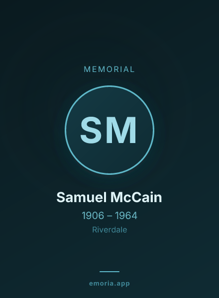 Memorial portrait of Samuel McCain