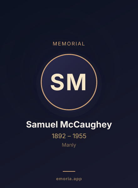 Memorial portrait of Samuel McCaughey