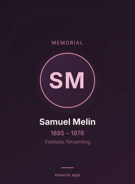 Memorial portrait of Samuel Melin