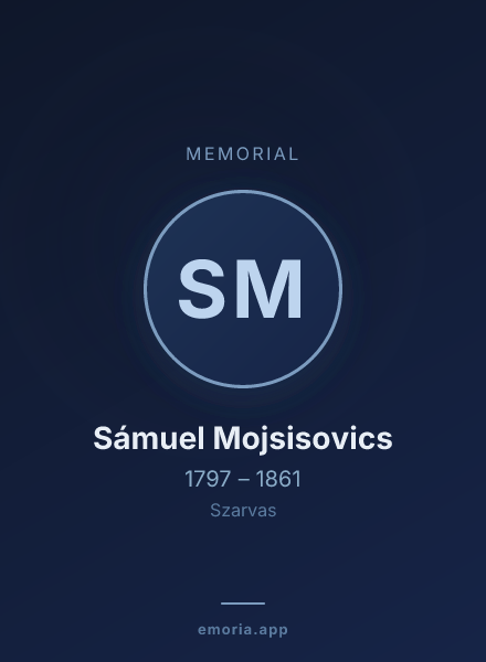Memorial portrait of Sámuel Mojsisovics