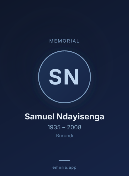 Memorial portrait of Samuel Ndayisenga