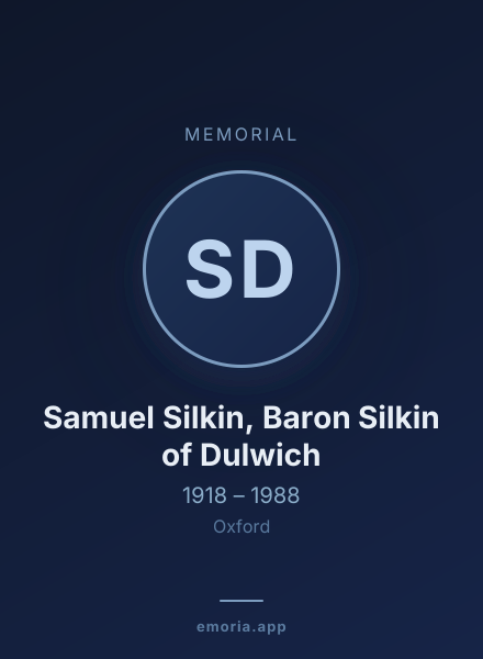 Memorial portrait of Samuel Silkin, Baron Silkin of Dulwich