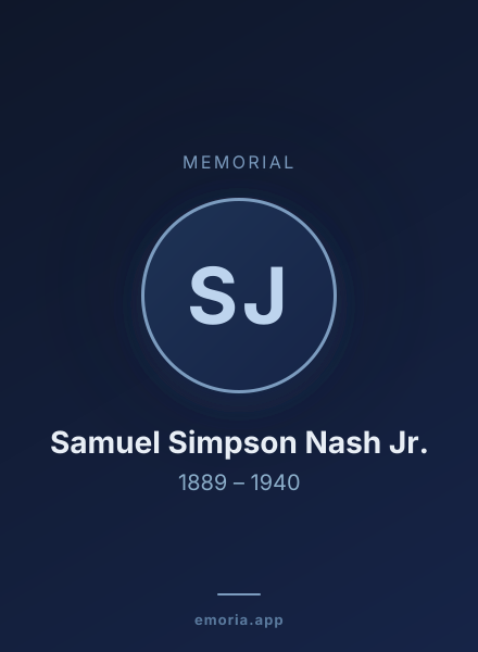 Memorial portrait of Samuel Simpson Nash Jr.