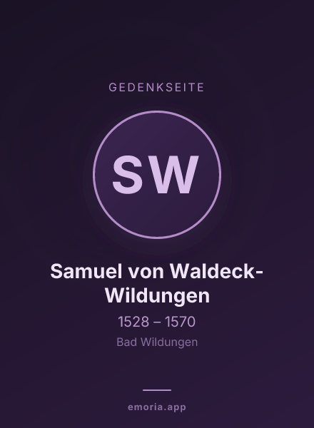 Gedenkportrait von Samuel von Waldeck-Wildungen