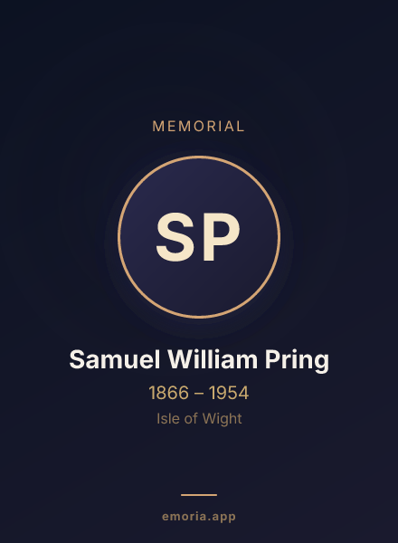 Memorial portrait of Samuel William Pring
