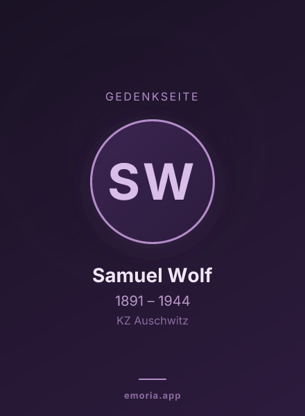 Gedenkportrait von Samuel Wolf