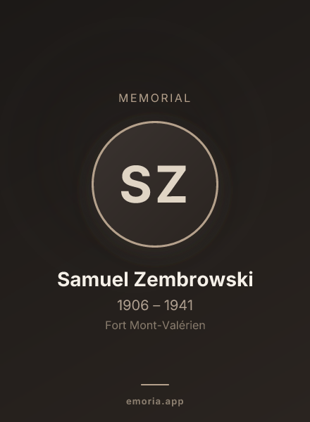 Memorial portrait of Samuel Zembrowski