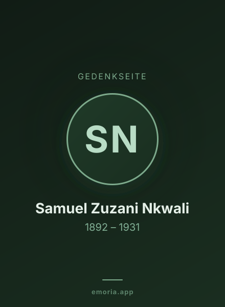 Gedenkportrait von Samuel Zuzani Nkwali