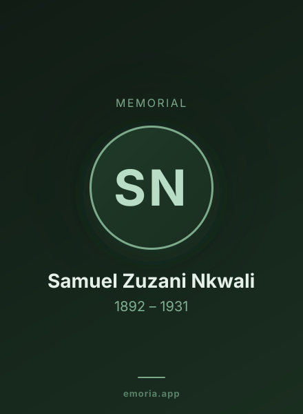 Memorial portrait of Samuel Zuzani Nkwali