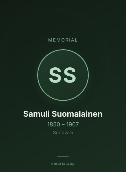 Memorial portrait of Samuli Suomalainen