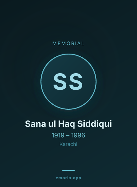 Memorial portrait of Sana ul Haq Siddiqui