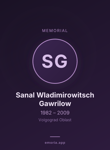 Memorial portrait of Sanal Wladimirowitsch Gawrilow