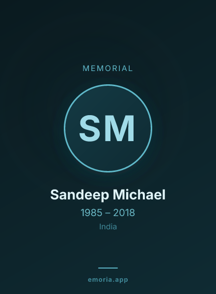 Memorial portrait of Sandeep Michael