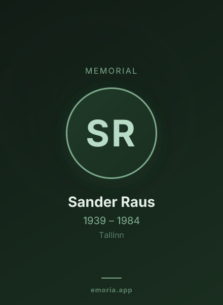 Memorial portrait of Sander Raus