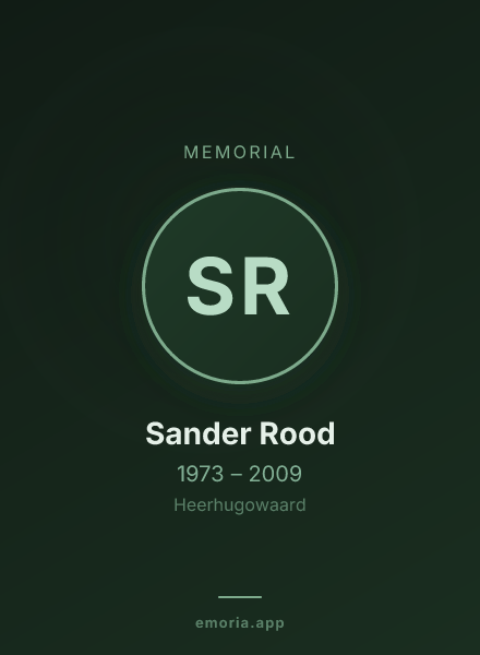 Memorial portrait of Sander Rood