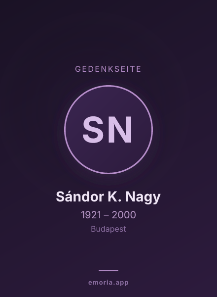 Gedenkportrait von Sándor K. Nagy