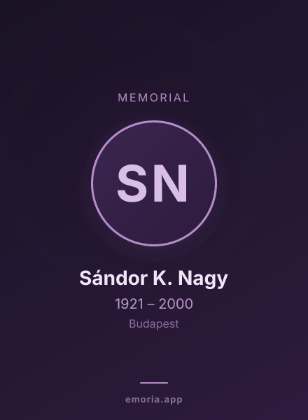 Memorial portrait of Sándor K. Nagy