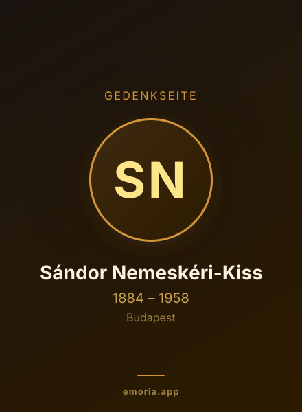 Gedenkportrait von Sándor Nemeskéri-Kiss