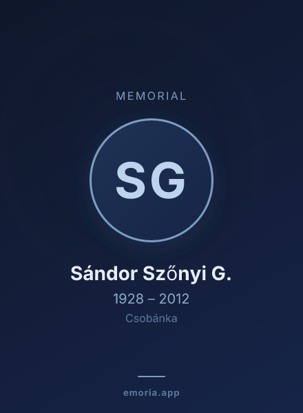 Memorial portrait of Sándor Szőnyi G.
