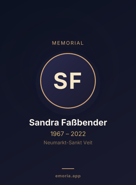 Memorial portrait of Sandra Faßbender