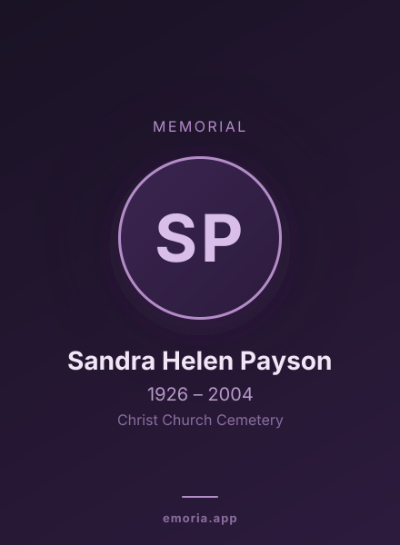 Memorial portrait of Sandra Helen Payson