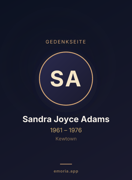 Gedenkportrait von Sandra Joyce Adams