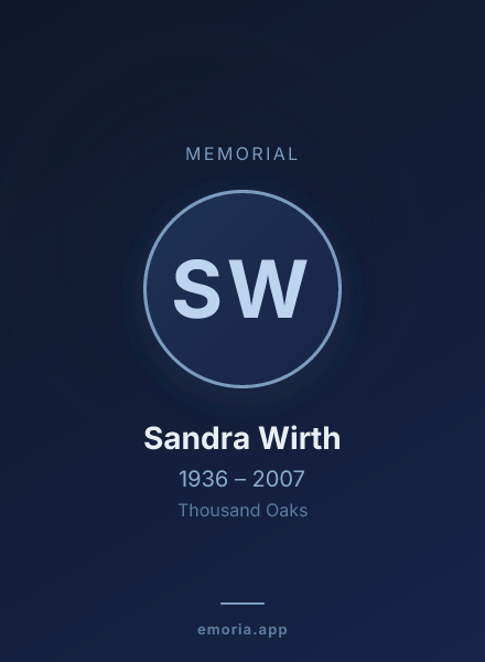Memorial portrait of Sandra Wirth