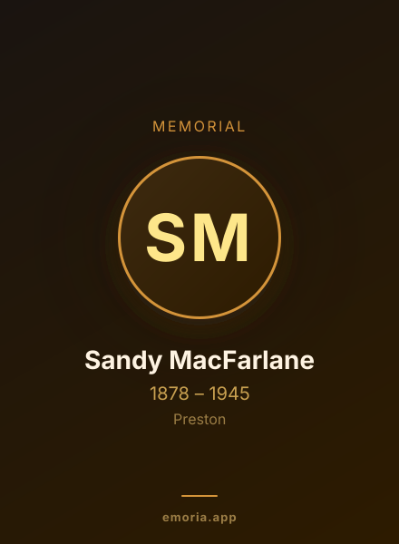 Memorial portrait of Sandy MacFarlane