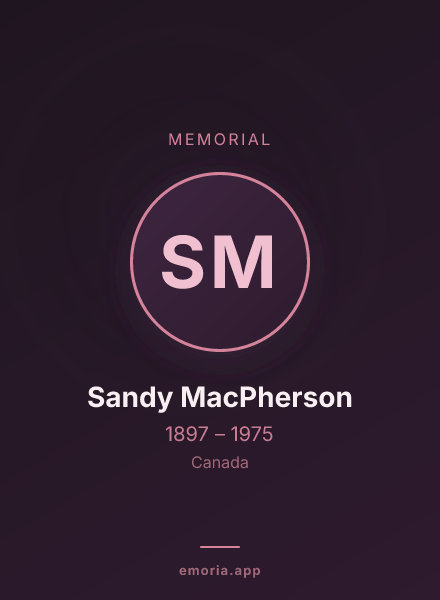 Memorial portrait of Sandy MacPherson