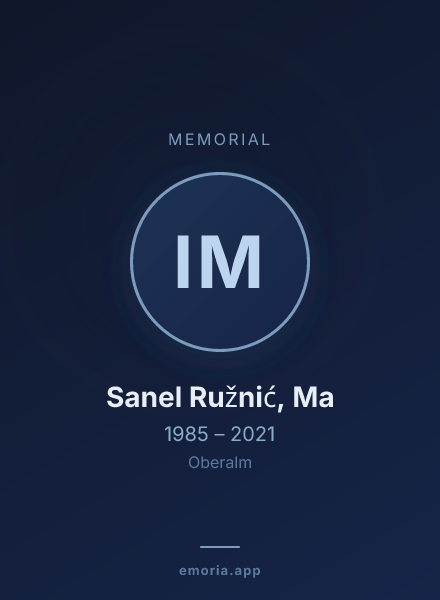 Memorial portrait of Ing. Sanel Ružnić, Ma