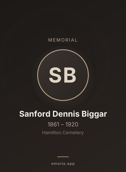 Memorial portrait of Sanford Dennis Biggar