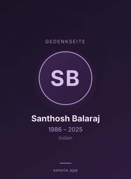 Gedenkportrait von Santhosh Balaraj