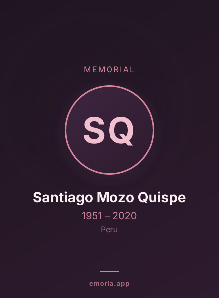 Memorial portrait of Santiago Mozo Quispe