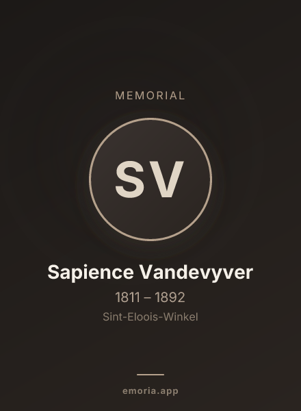 Memorial portrait of Sapience Vandevyver