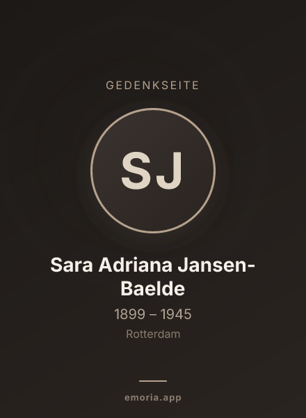 Gedenkportrait von Sara Adriana Jansen-Baelde